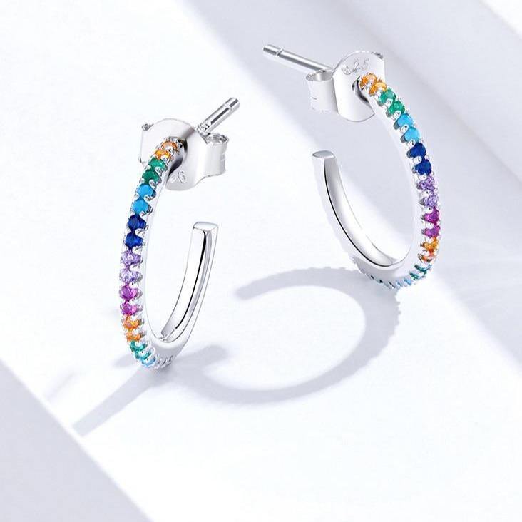 Gioielli in argento - Orecchini arcobaleno a mezzo cerchio - Vitafacile shop