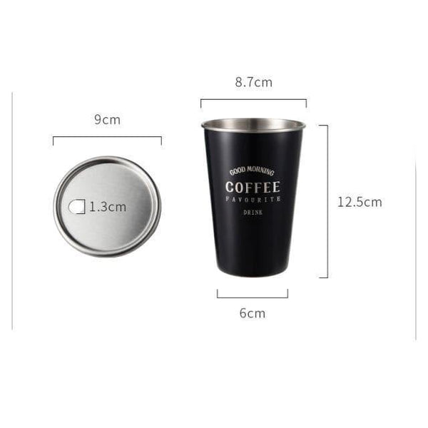 Tazza da caffè in acciaio inossidabile nero con coperchio - Vitafacile shop