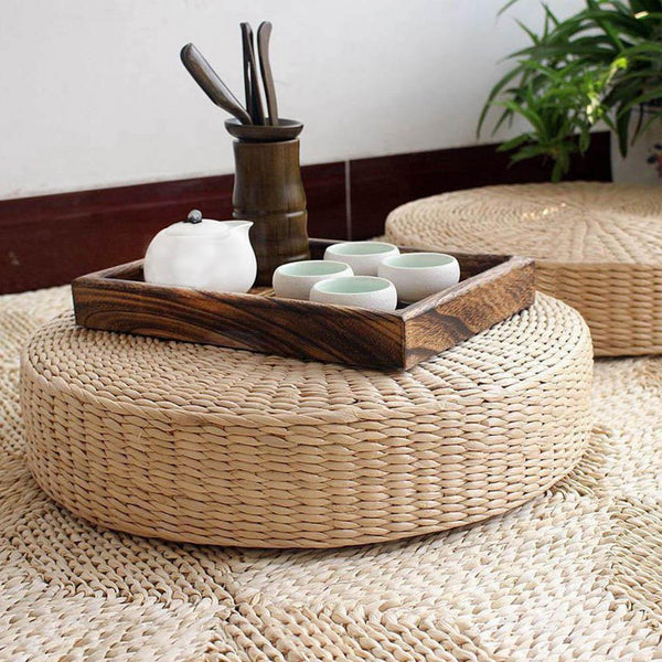 Cuscino vimini natural fabric wood - Vitafacile shop
