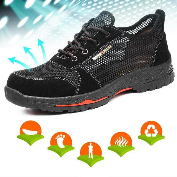 2019 New Labor Insurance Shoes Steel Toe Caps Summer Breathable Deodorant Lightweight Anti-mite Stab Leisure Safety Site Shoes - Vitafacile shop