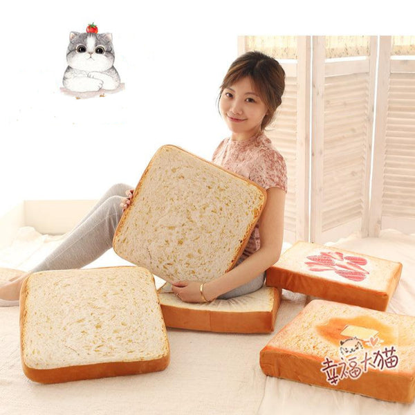 1pc 38cm funny toast slices bread cute cat pet plush hold pillow rest cushion creative children boy cool stuffed toy - Vitafacile shop