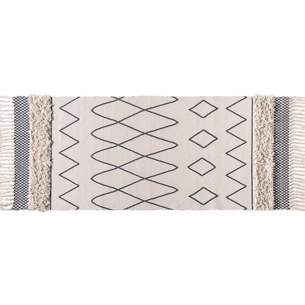 Tappeto soggiorno orientale in cotone con nappini "Sabbia d'africa"