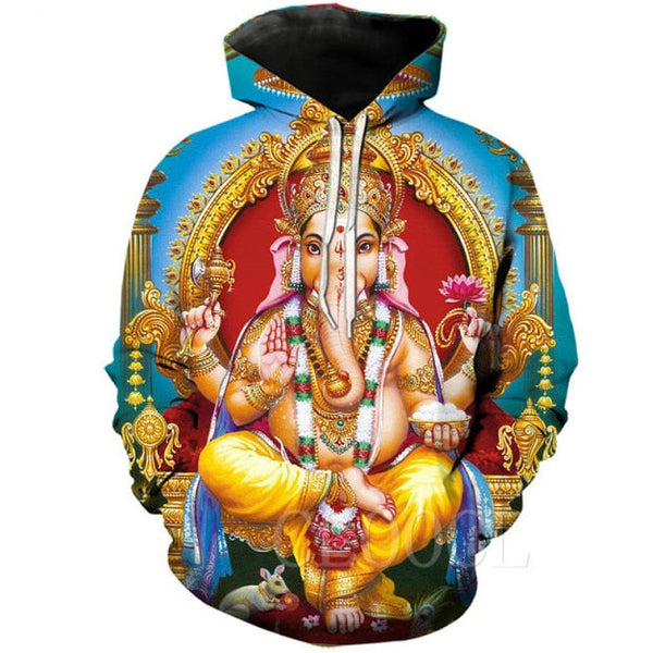 Felpa per uomini con cappuccio “Lord Ganesha” 3D