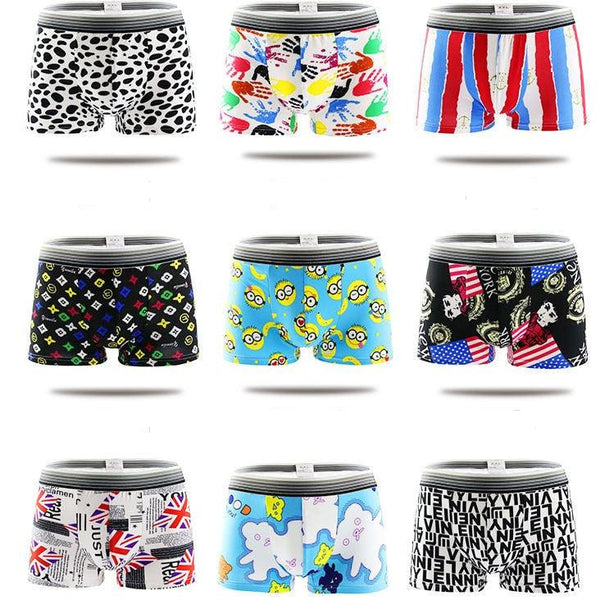 5PCS/Lot Men&#39;s underwear cute cartoon underpants male pure men panties shorts underwear boxer shorts - Vitafacile shop