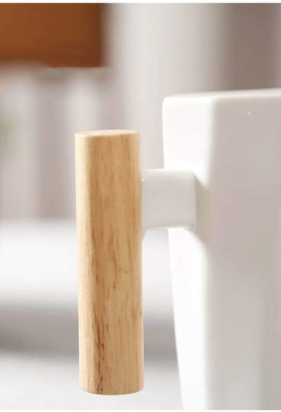 Tazza da caffè in ceramica con manico in legno da 380 ml - Vitafacile shop