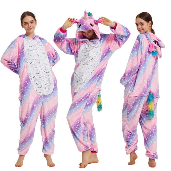Set di pigiami Kigurumi Onesie per bambini e adulti