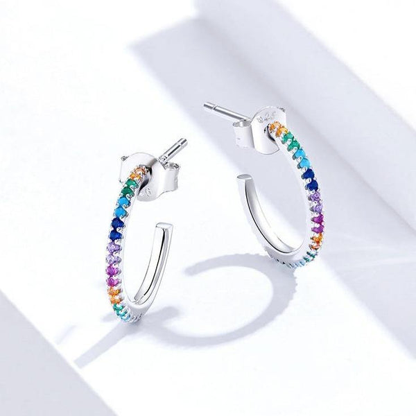 Gioielli in argento - Orecchini arcobaleno a mezzo cerchio - Vitafacile shop