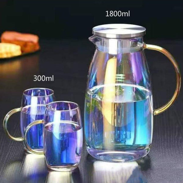 1.8L Colorful Glass Water Pot Heat-resistant Explosion-proof Large-capacity Glass kettle Teacup Drinkware Teapot Fruit Juice Jug - Vitafacile shop