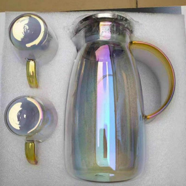 1.8L Colorful Glass Water Pot Heat-resistant Explosion-proof Large-capacity Glass kettle Teacup Drinkware Teapot Fruit Juice Jug - Vitafacile shop
