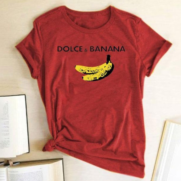 T-shirt maglietta donna divertente - Dolce & Banana, Parodia Dolce e Gabbana - Vitafacile shop
