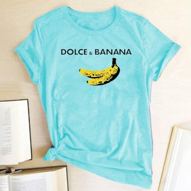 T-shirt maglietta donna divertente - Dolce & Banana, Parodia Dolce e Gabbana - Vitafacile shop
