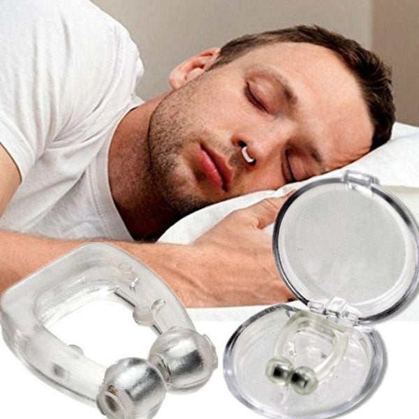 2/4 Pc Magnetic Anti Snoring Device Silicone Anti Snore Stopper Nose Clip Tray Sleeping Aid Apnea Guard Night Device With Case - Vitafacile shop