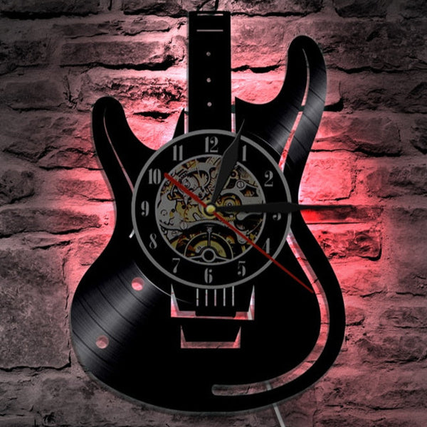 Orologio da parete in vinile a forma di chitarra