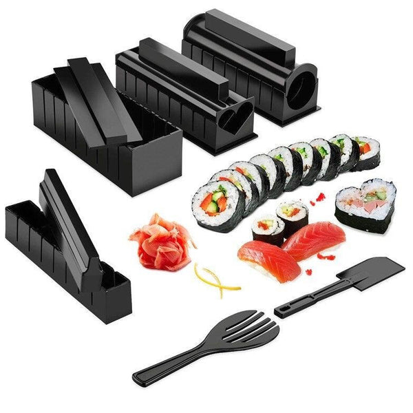 11 Pcs/Set Sushi Tool Set DIY Sushi Making Kit Triangle Rectangle Heart Shape Sushi Mould Rice Roll Mold Kitchen Sushi Tools - Vitafacile shop
