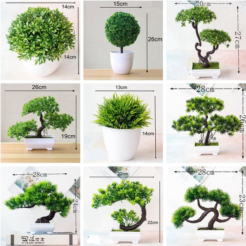 Piantine artificiali bonsai “varietà di Pino” con vaso