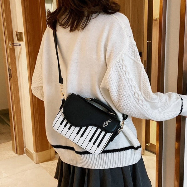 Borsa da donna a forma di pianoforte con tracolla inclusa