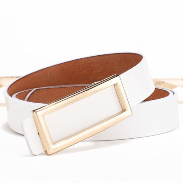 Cintura minimalista in pelle per donne con fibbia a incastro