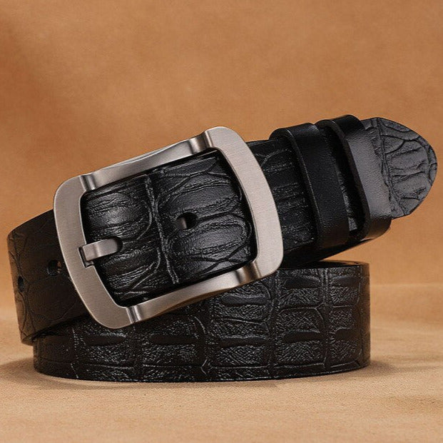 Cintura uomo in pelle con design a effetto “muro a ciottoli”