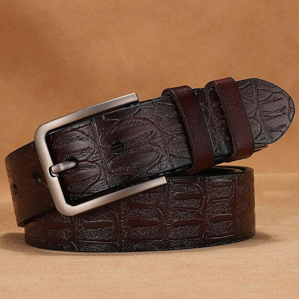 Cintura uomo in pelle con design a effetto “muro a ciottoli”