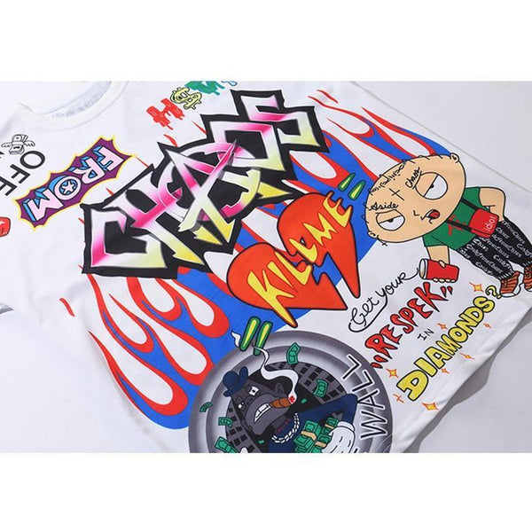 T-shirt maglietta - Hip Hop - Oversize Graffiti Cartoon Griffin - Vitafacile shop
