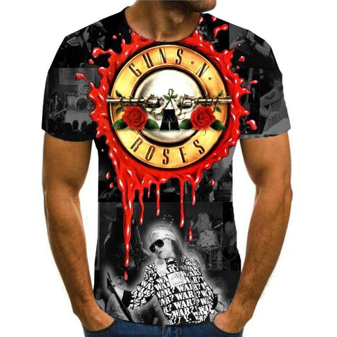 T-shirt maglietta - musica - 3D Printing Guns N Roses cotone - Vitafacile shop