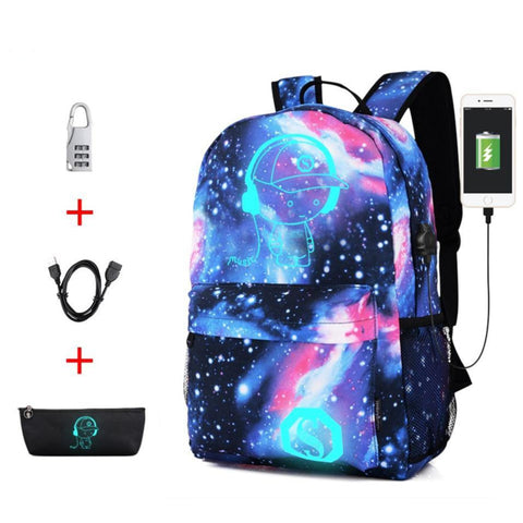 Zaino creativo Luminous School con porta ricarica USB, lucchetto e astuccio - Vitafacile shop
