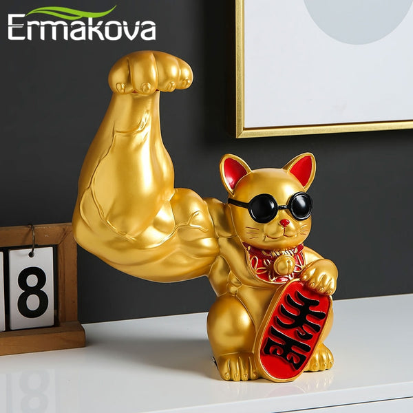 Statua decorativa gatto muscoloso portafortuna