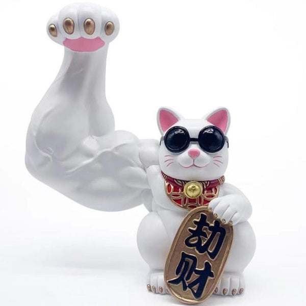 Statua decorativa gatto muscoloso portafortuna