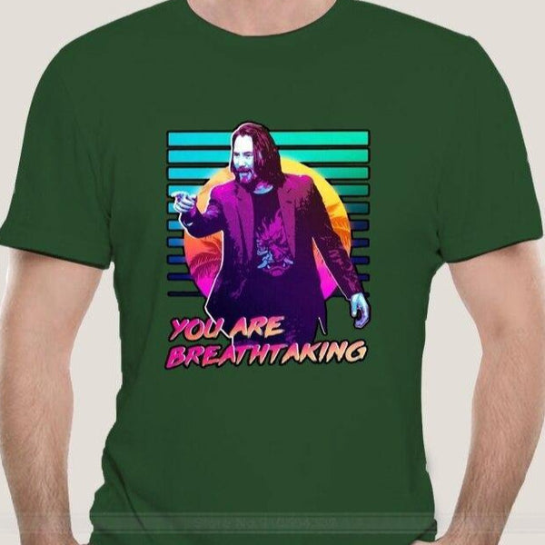 T-shirt maglietta divertente - Keanu Reeves  - You Are Breathtaking - Vitafacile shop