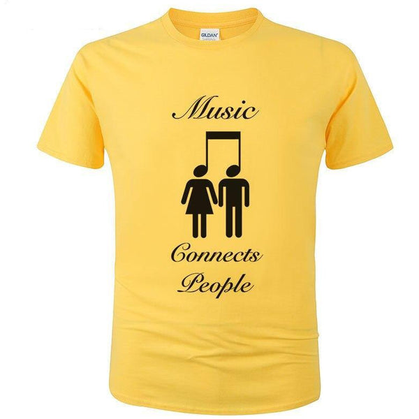 T-shirt maglietta creativa - musica Music Connects People cotone - Vitafacile shop