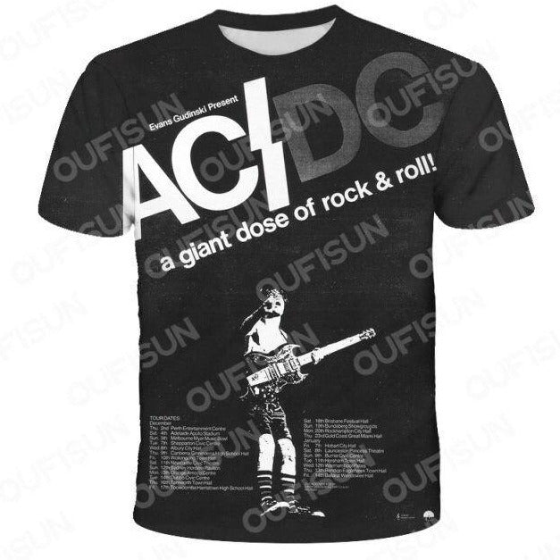 T-shirt maglietta - musica -  AC DC A giant dose of Rock & Roll - Vitafacile shop