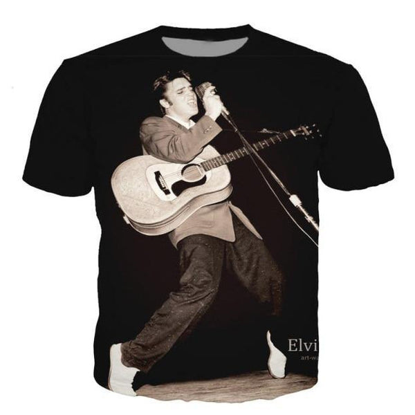 T-shirt maglietta - musica - 3d Elvis Presley Cotone - Vitafacile shop