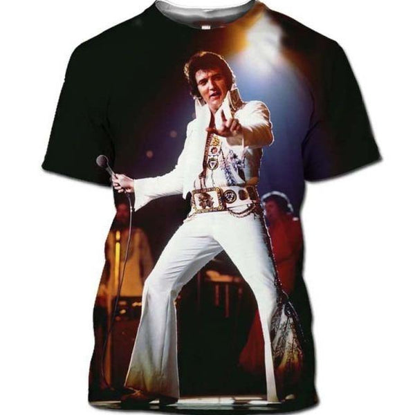 T-shirt maglietta - musica - 3d Elvis Presley Cotone - Vitafacile shop