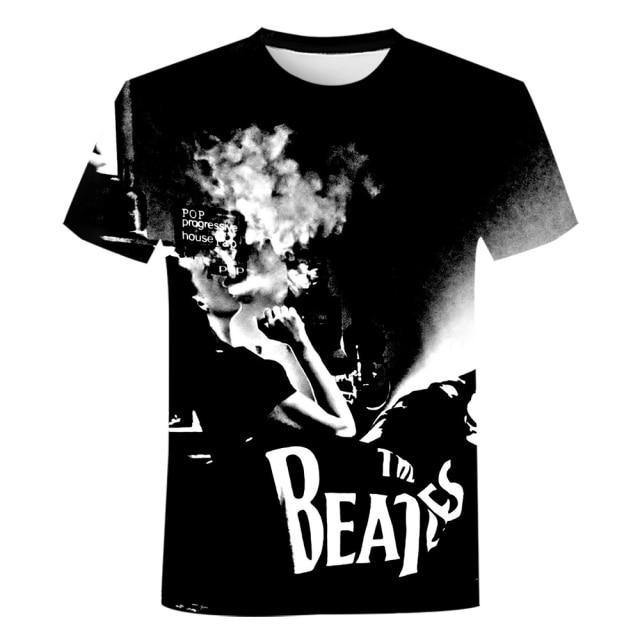 T-shirt maglietta - musica - Beatles in smoke cotone - Vitafacile shop
