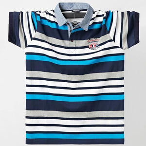 Polo maglietta - Men Polo Shirt Summer Men's Casual Breathable Plus Size 5XL 6XL Striped Short Sleeve Polo Shirt Pure Cotton Fashion Men Clothes - Vitafacile shop