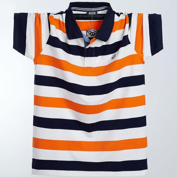 Polo maglietta - Plus 6XL 5XL XXXXL Men Polo Collar Short Sleeve Shirt 2019 Summer New Korean Striped Sea Soul Polo Shirt Student Tide - Vitafacile shop