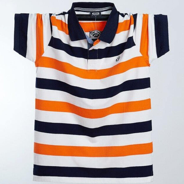 Polo maglietta - Plus 6XL 5XL XXXXL Men Polo Collar Short Sleeve Shirt 2019 Summer New Korean Striped Sea Soul Polo Shirt Student Tide - Vitafacile shop