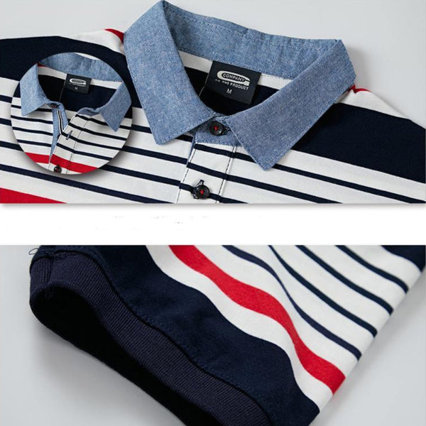 Polo maglietta - Men Polo Shirt Summer Men's Casual Breathable Plus Size 5XL 6XL Striped Short Sleeve Polo Shirt Pure Cotton Fashion Men Clothes - Vitafacile shop