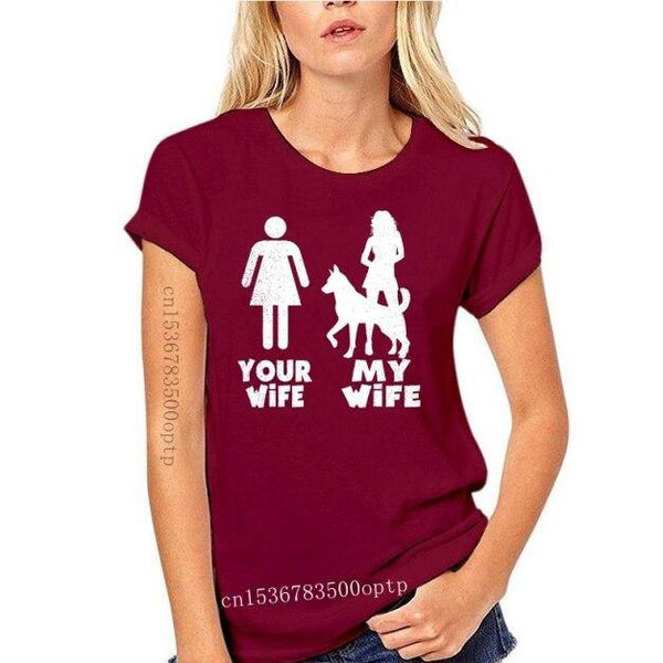 T-shirt maglietta  divertente - Pastore Tedesco - Mia moglie Tua moglie - Vitafacile shop