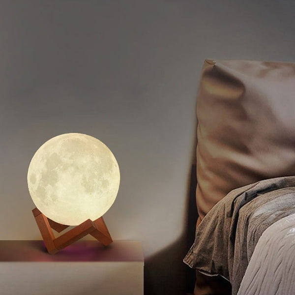 Lampada Luna da notte LED a batteria con supporto - 7 colori - 8cm/12cm