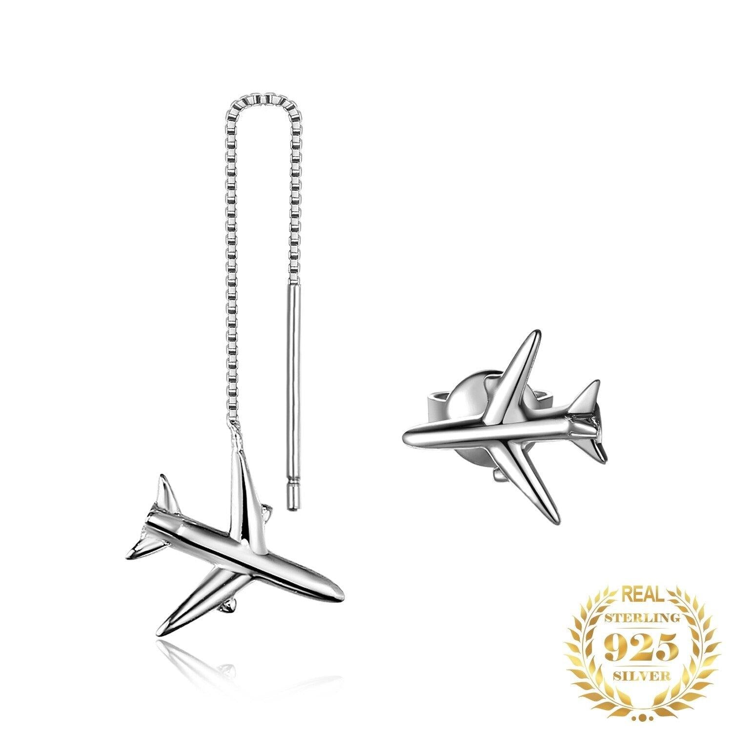 Gioielli in argento - Orecchini pendenti e a bottone Aeroplano - Vitafacile shop