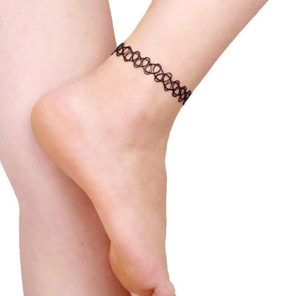 2020 Fashion Ebay Hot Selling Vintage Stretch Tattoo Anklet Gothic Punk Grunge Henna Elastic Anklet - Vitafacile shop