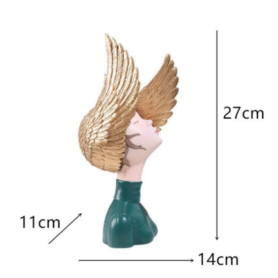 Statuetta decorativa a forma di ragazza con ali sulla testa