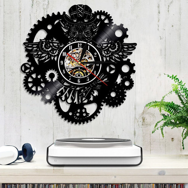 Orologio da parete steampunk LED con design a ingranaggi