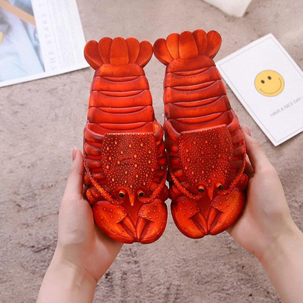 2020 New Summer Couple Sandals And Slippers Cartoon Net red Lobster Slippers Man Funny Crayfish Beach Slippers Women - Vitafacile shop