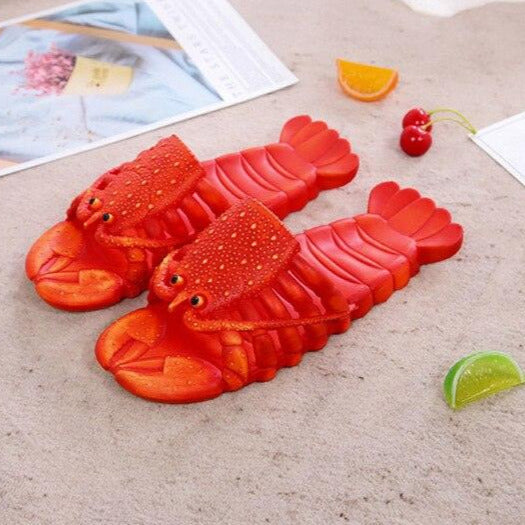 2020 New Summer Couple Sandals And Slippers Cartoon Net red Lobster Slippers Man Funny Crayfish Beach Slippers Women - Vitafacile shop