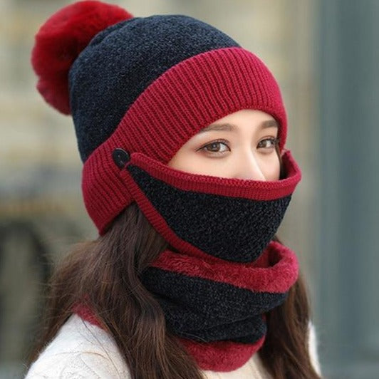 Set sciarpa, cappellino e mascherina invernali morbidi e caldi contro il freddo