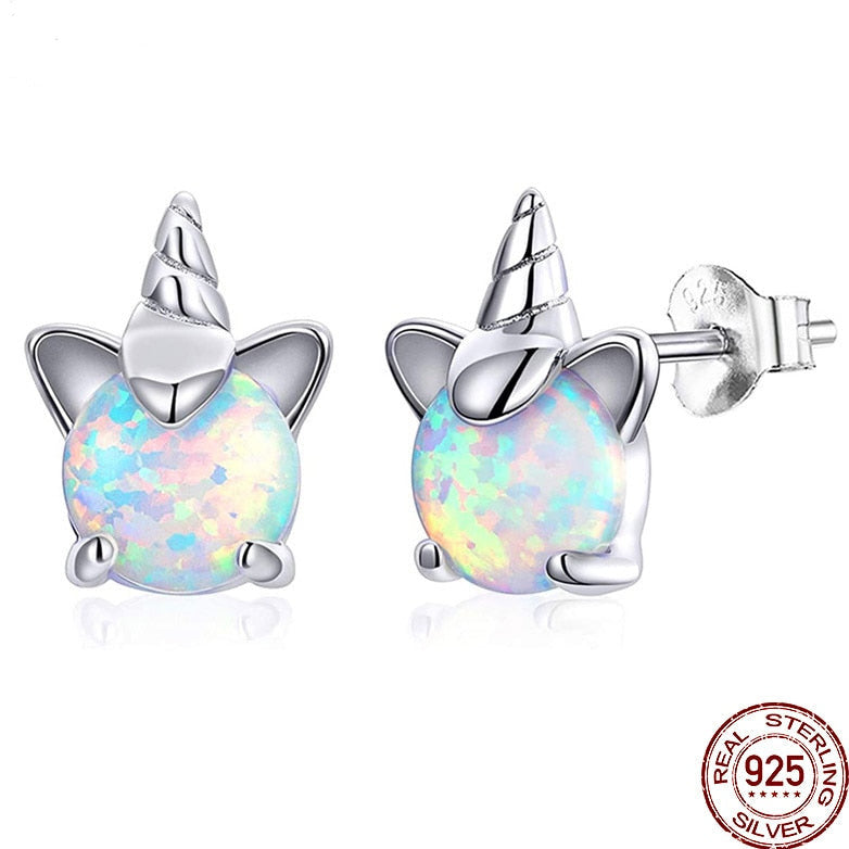 Orecchini per donne in argento 925 “Unicorno opale”