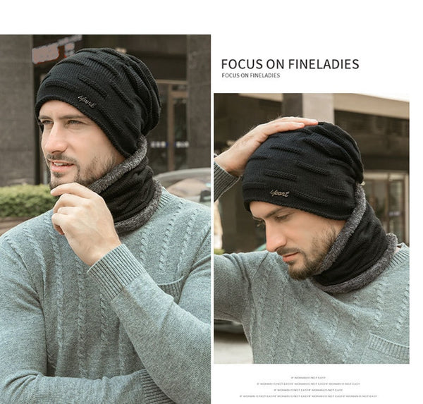 Cappello invernale con calda sciarpa scaldacollo per uomo