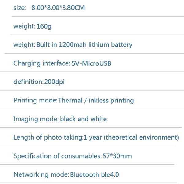 Mini Stampante termica portatile SENZA INCHIOSTRO -  Stampa istantanea foto ed etichette adesive - Wireless Bluetooth